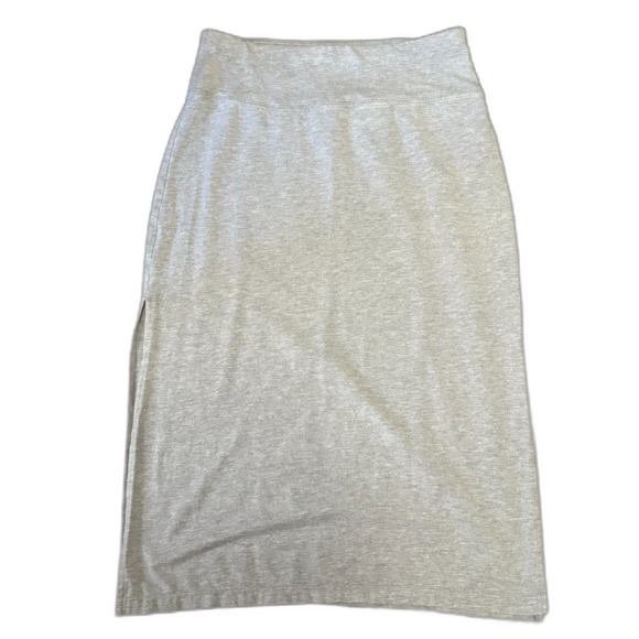 Athleta Oceana Midi Skirt Light Gray Side Slit Modest Athleisure Size Small - Picture 1 of 6